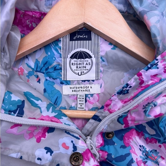 Joules Women's Golightly Printed Packable Waterproof Rain Coat jacket breathable - Picture 7 of 9